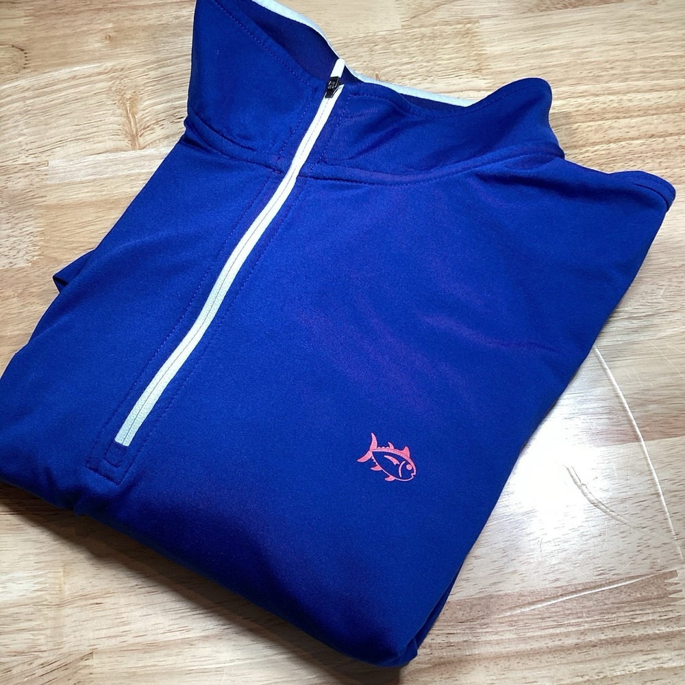 Mens Southern Tide Performance Long Sleeve 1/4 Zip Pullover Blue -‎ XL